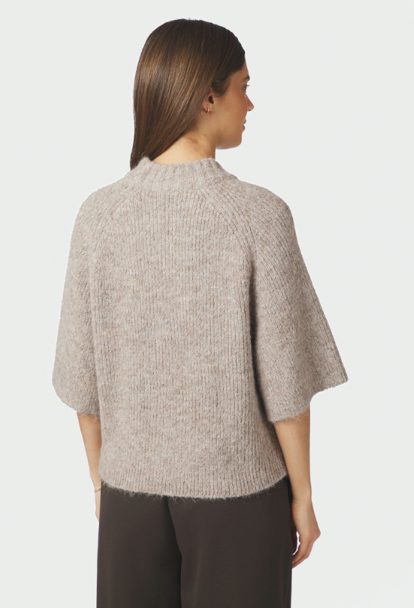 Bandi Fluffy Knit Blouse Beige Melange