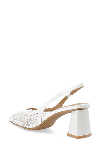 BIAMARALYN Slingback Rhinestone Mesh Offwhite