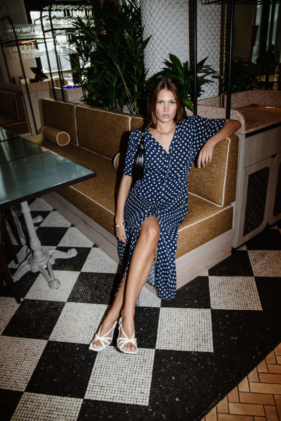 Angela Dress Polka Blue