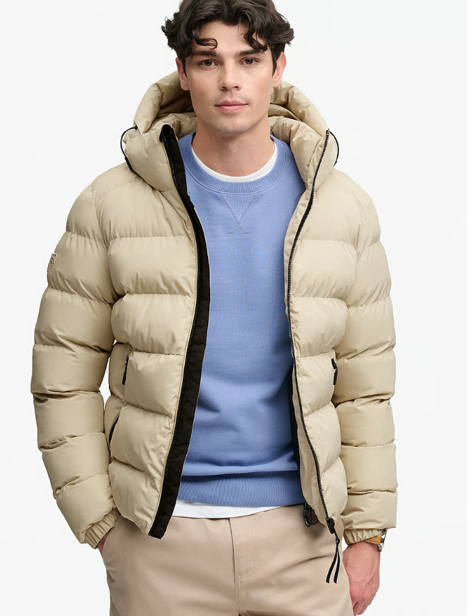 Hooded Sports Puffer Jacket  Climbing Chalk