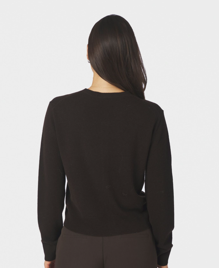 Bina Wool Knit Cardigan Dark Brown