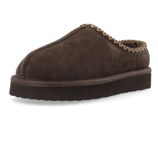 Biasnow Flatform Binded Slip In Shoe Suede Dark Brown