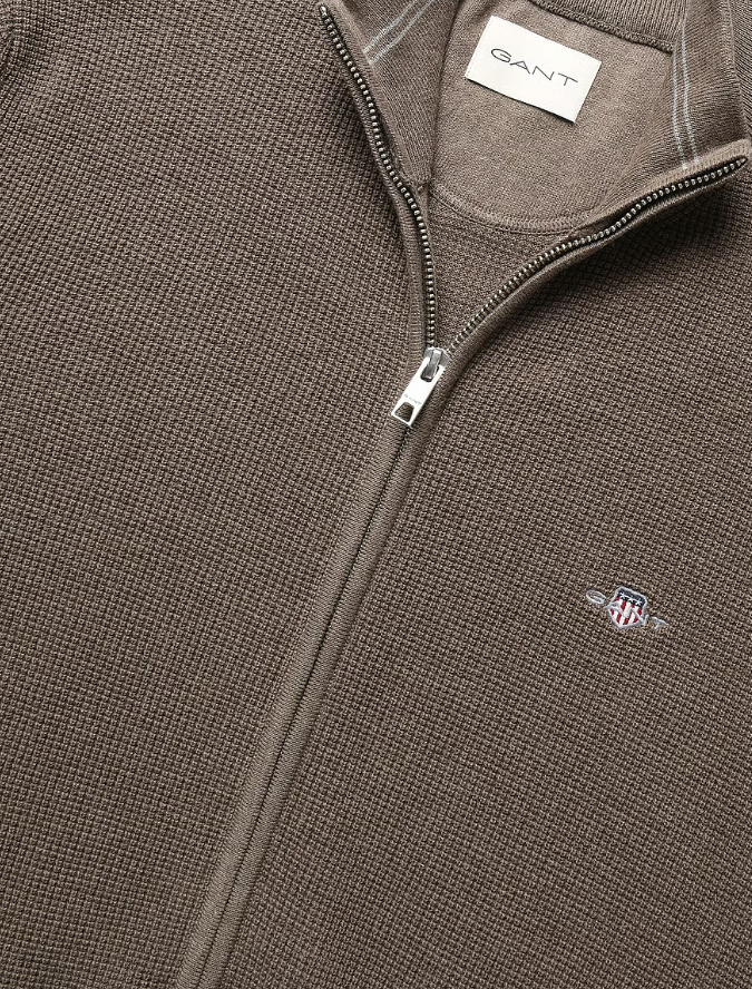 Waffle Knit Zip Cardigan