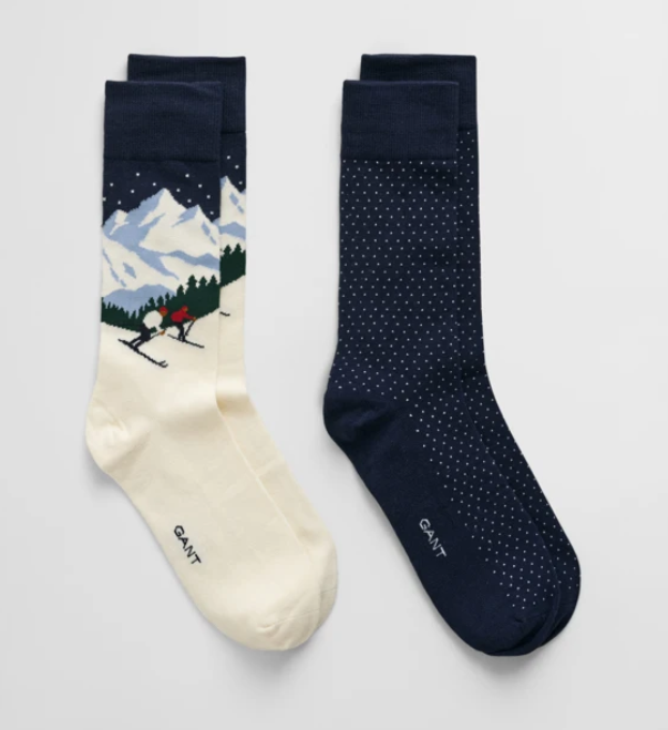 Skiers Artwork Socks 2-Pack