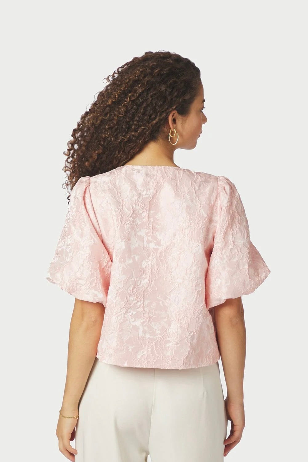 Aisa Soft Brocade Blouse Light Pink