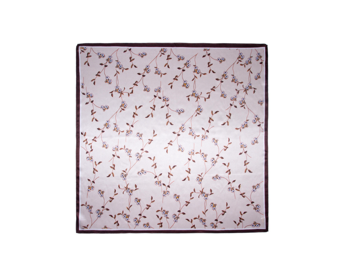 Skjerf Blomstret Silke 70x70 New Brun