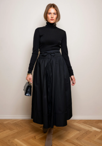 Astrid Skirt Ebony Poplin