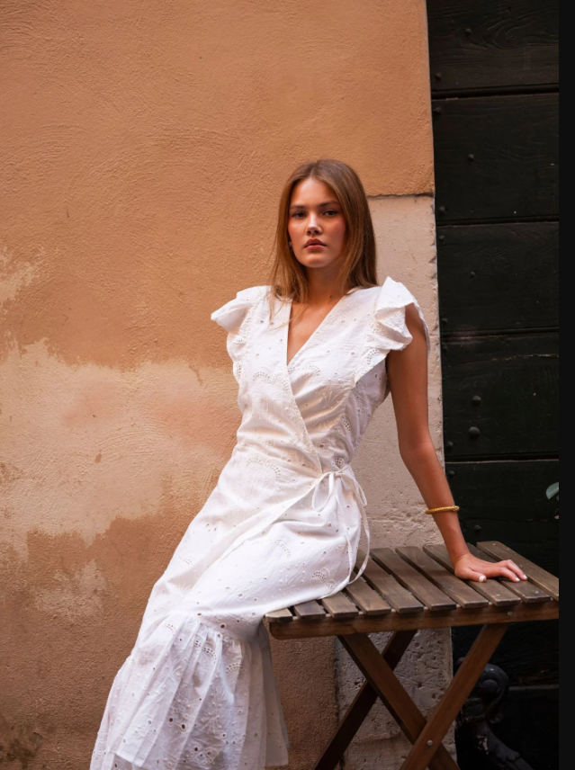 Valeria Wrap Dress Vanilla Gardenia