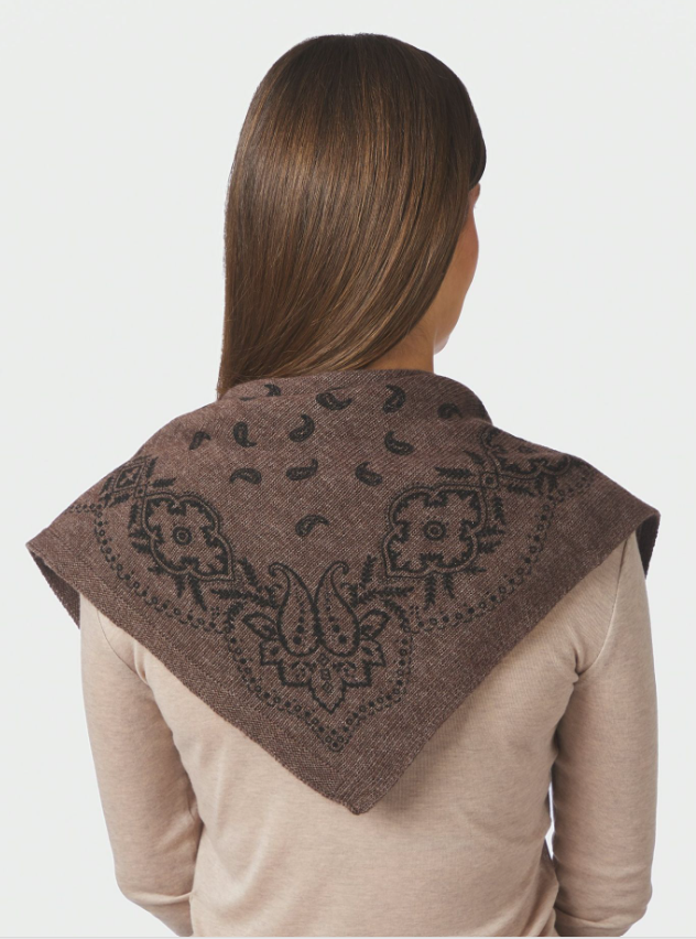 Adelina Paisley Knit Scarf Brown Melange