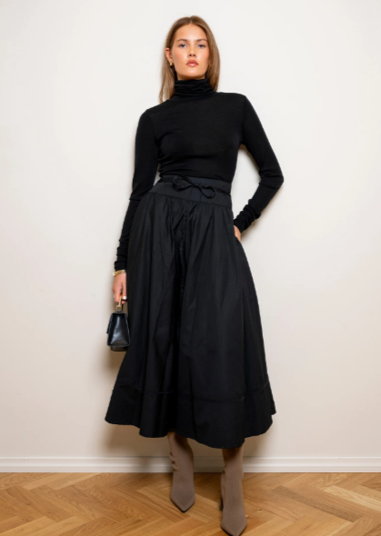 Astrid Skirt Ebony Poplin