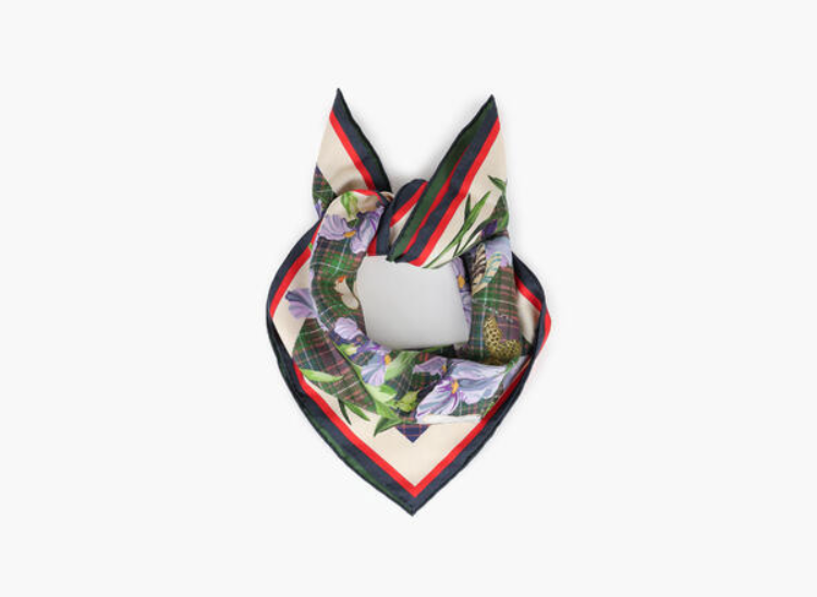 Nohr Maud Silk Scarf Oliven Grønn
