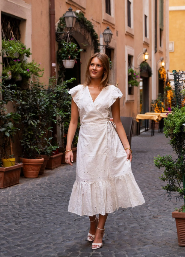 Valeria Wrap Dress Vanilla Gardenia