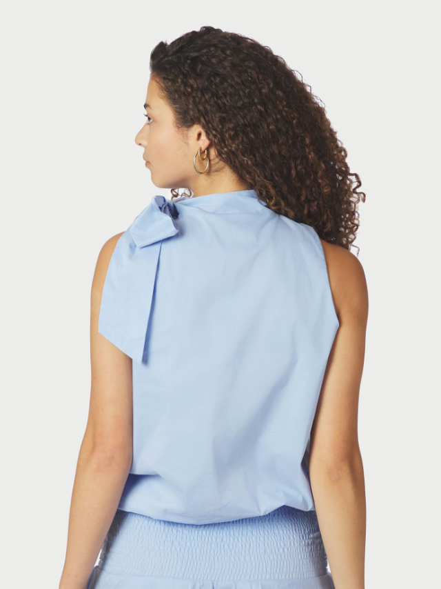 Veda Poplin Top  Light Blue