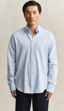 Reg Jersey Pique Stretch Shirt Capri Blue