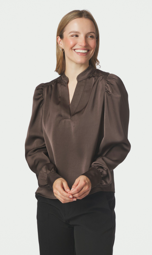 Rosslyn Heavy Sateen Blouse Dark Brown