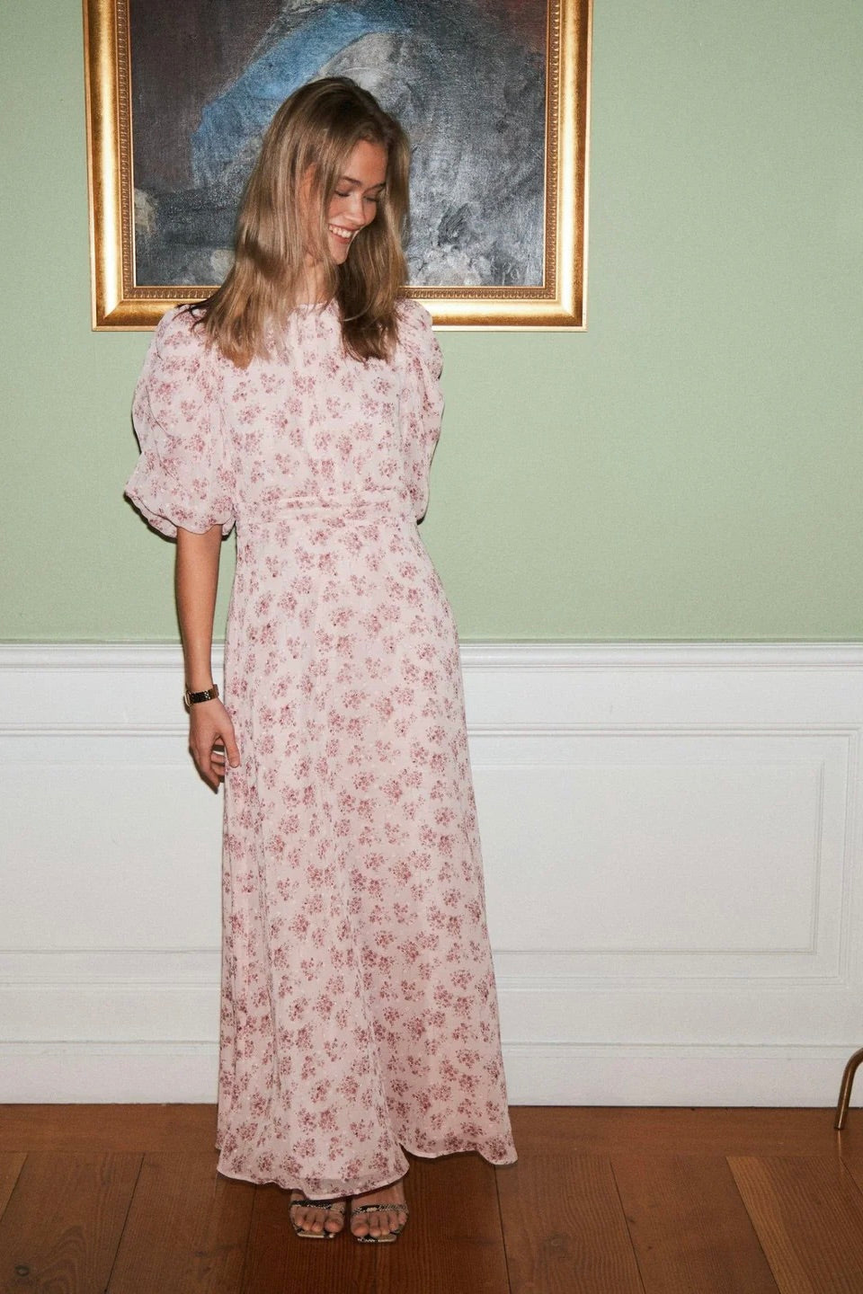 Kikka Chiffon Flower Dress Rose