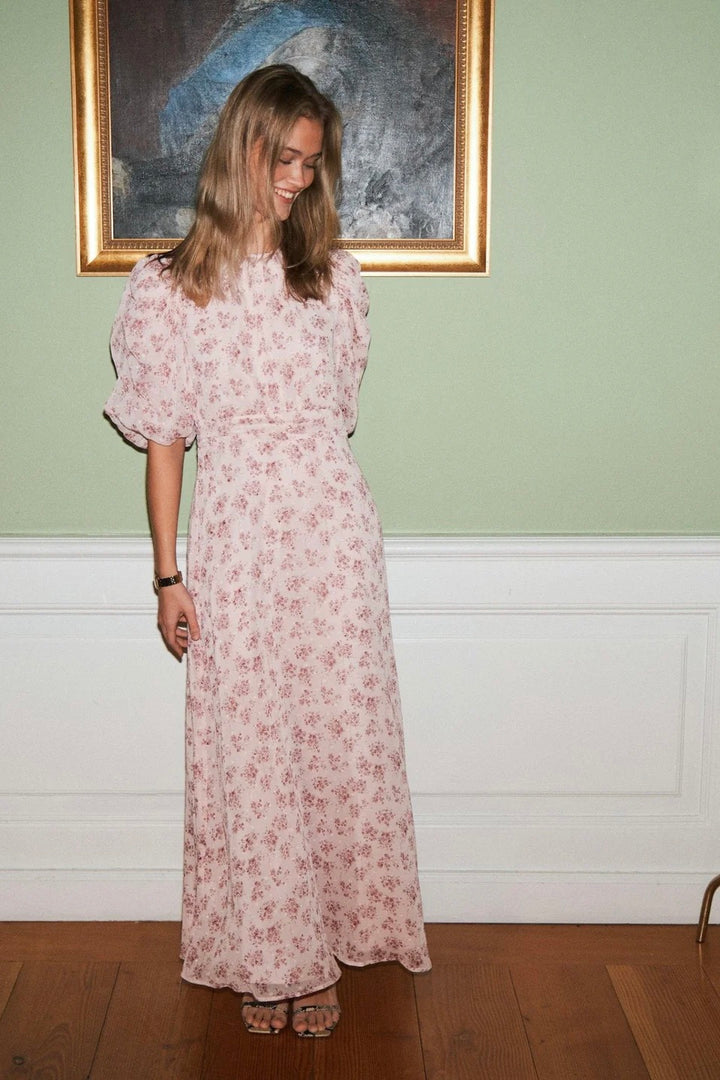 Kikka Chiffon Flower Dress Rose