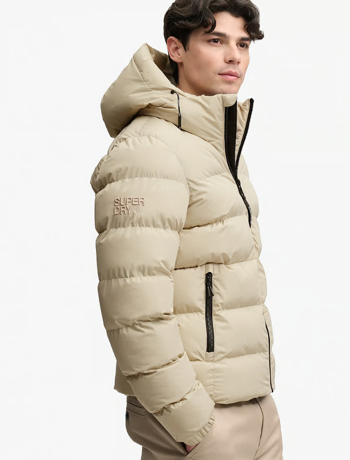 Hooded Sports Puffer Jacket  Climbing Chalk