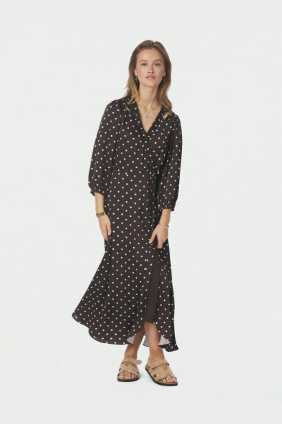 Malinga Dot Dress Dark Brown
