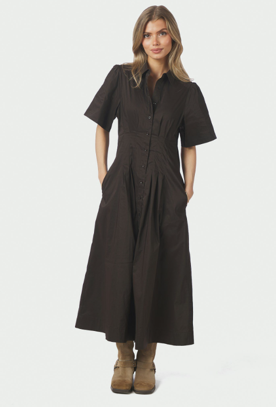 Baia Poplin Dress  Chocolate Brown