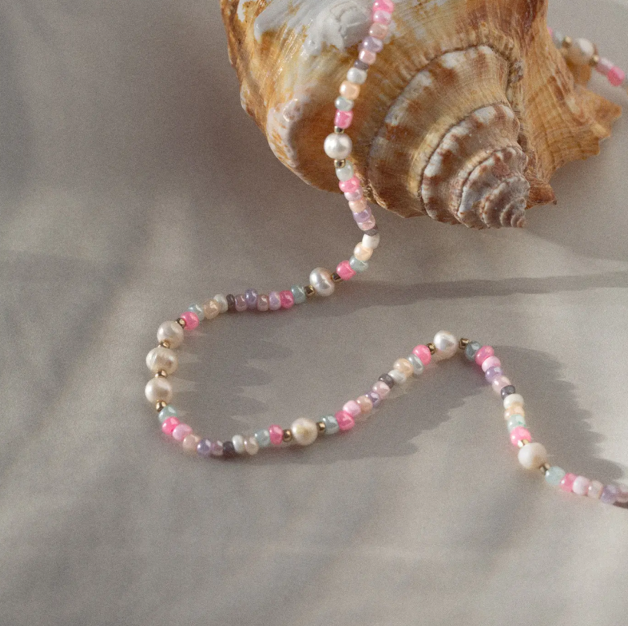 Tess pastel bead and pearl necklace