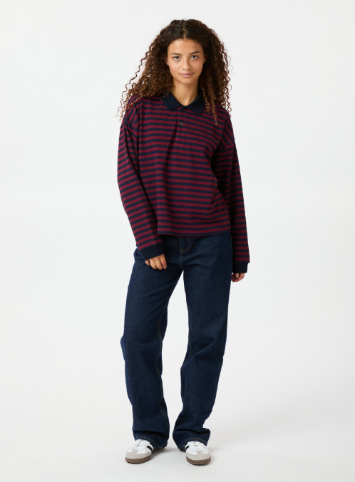 Sara Wide Stripe Poloblouse