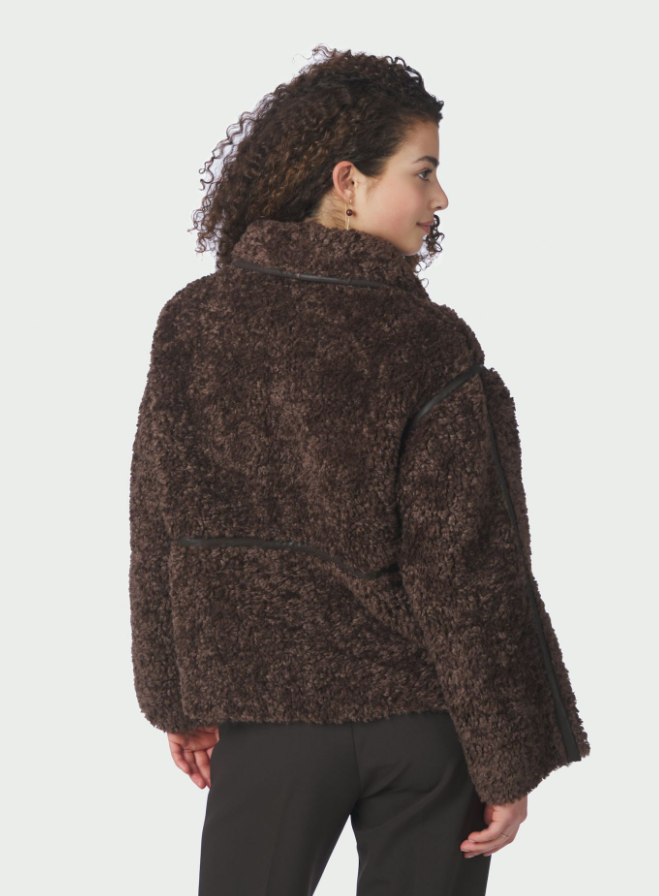 Castor Faux Fur Jacket Dark Brown