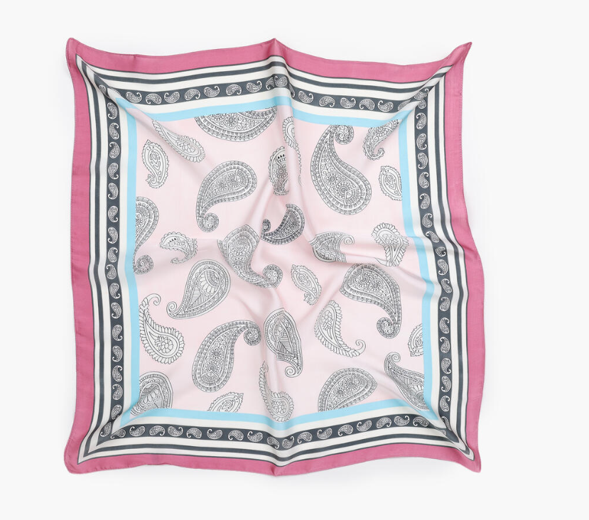 Skjerf med Mønster 70x70 cm Lys Rosa