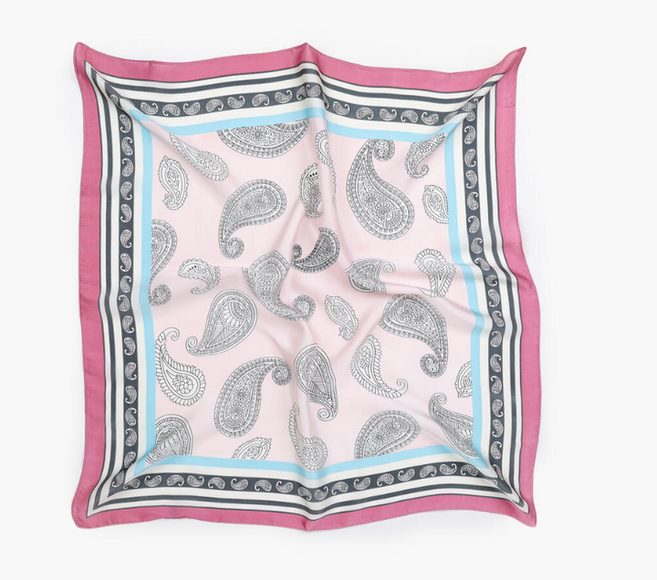 Skjerf med Mønster 70x70 cm Lys Rosa