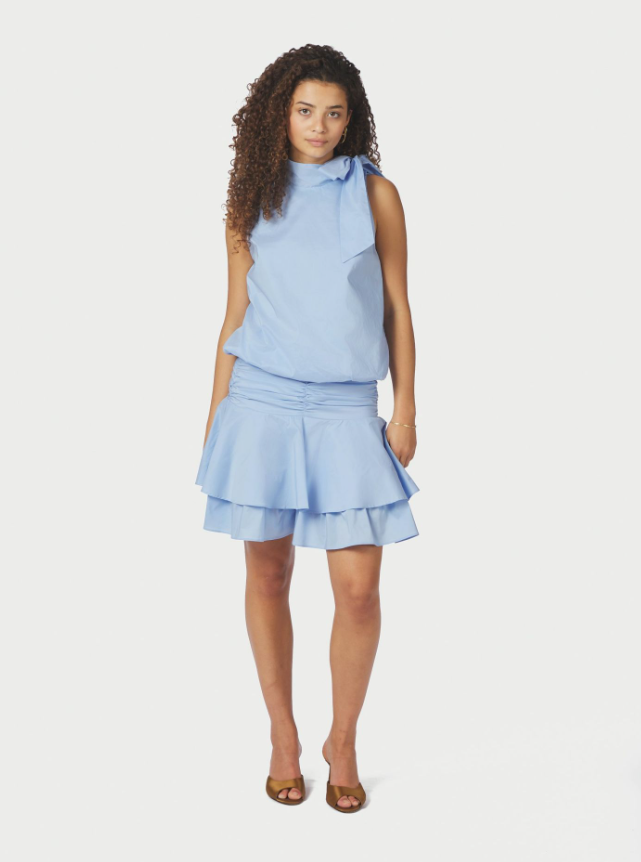 Veda Poplin Top  Light Blue