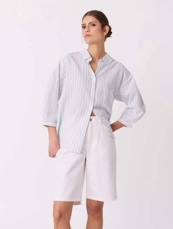Brith Stripet Bluse Chambray Blue