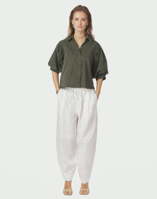 Etta Poplin Shirt Army