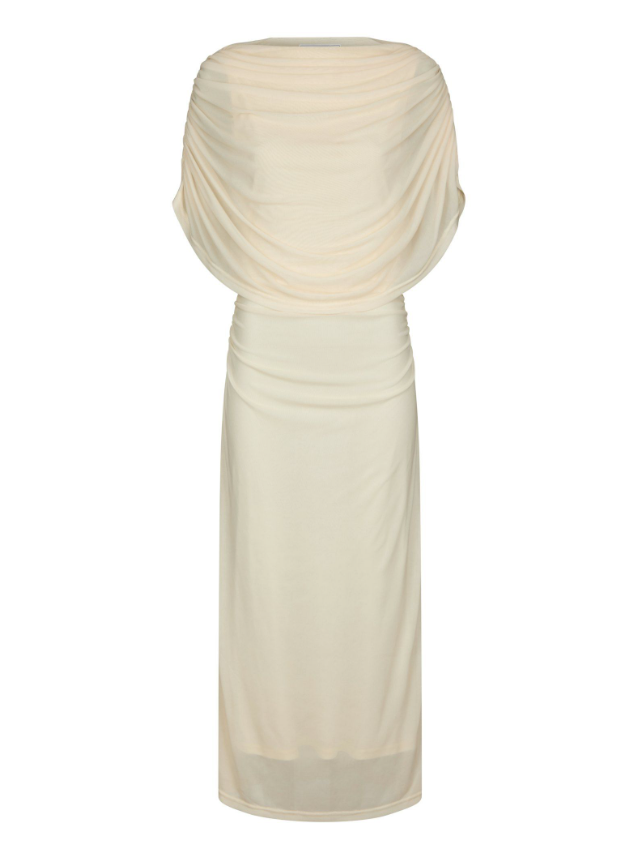 Tottuna Long Drapy Mesh Dress Light Yellow