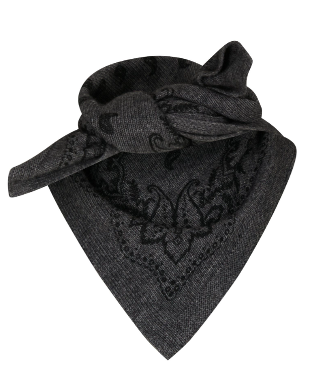 Adelina Paisley Knit Scarf Antracit Melange