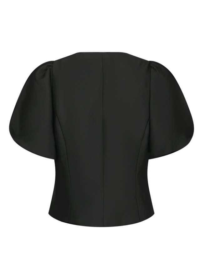 Anela Mandarin Dull Satin Blouse Black