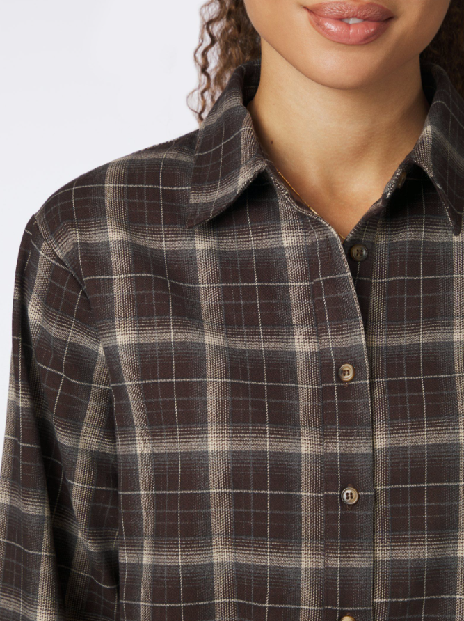 Jaylin Flannel Check Shirt Dark Brown