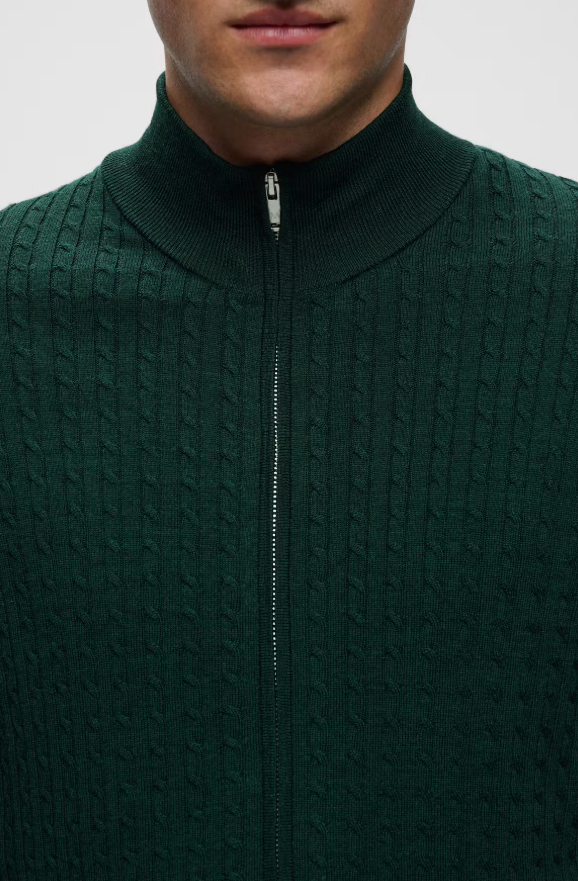 MAmason Cable Cardigan Scarab Melange