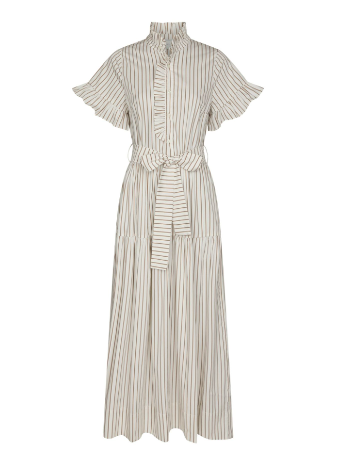 Nellie Wide Stripe Dress Production Ivory