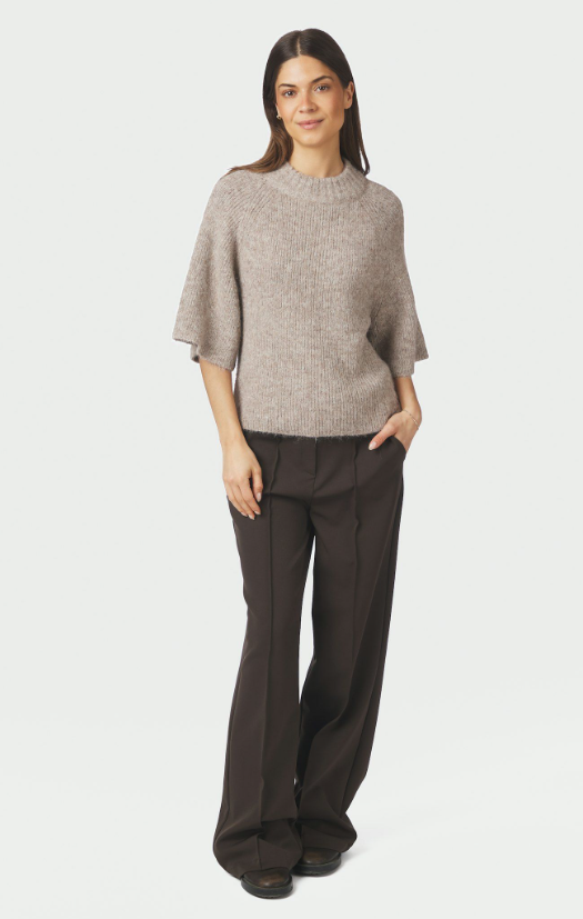 Bandi Fluffy Knit Blouse Beige Melange