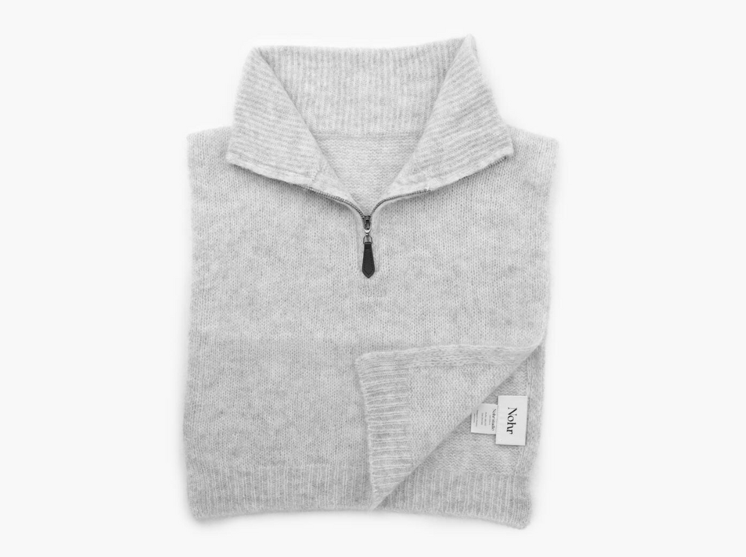 Nohr Gabriella Wool Mohair Zip Neck Greige