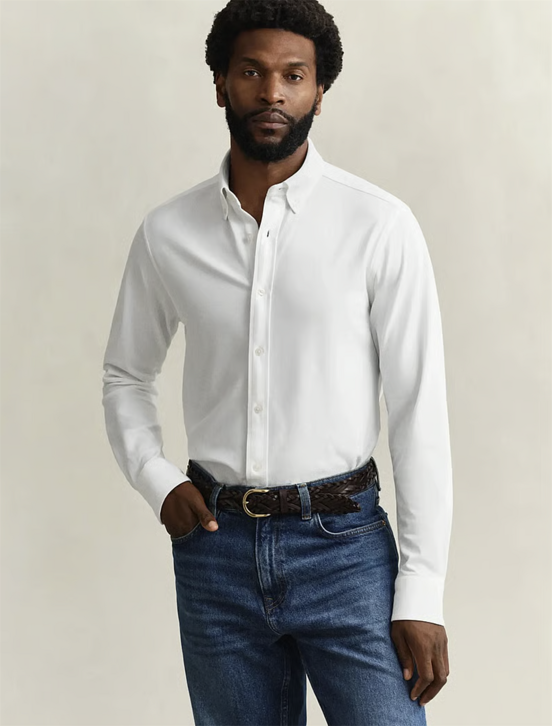 Reg Jersey Pique Stretch Shirt White