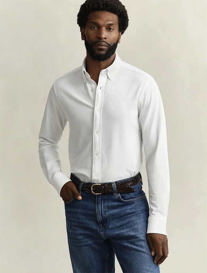 Reg Jersey Pique Stretch Shirt White