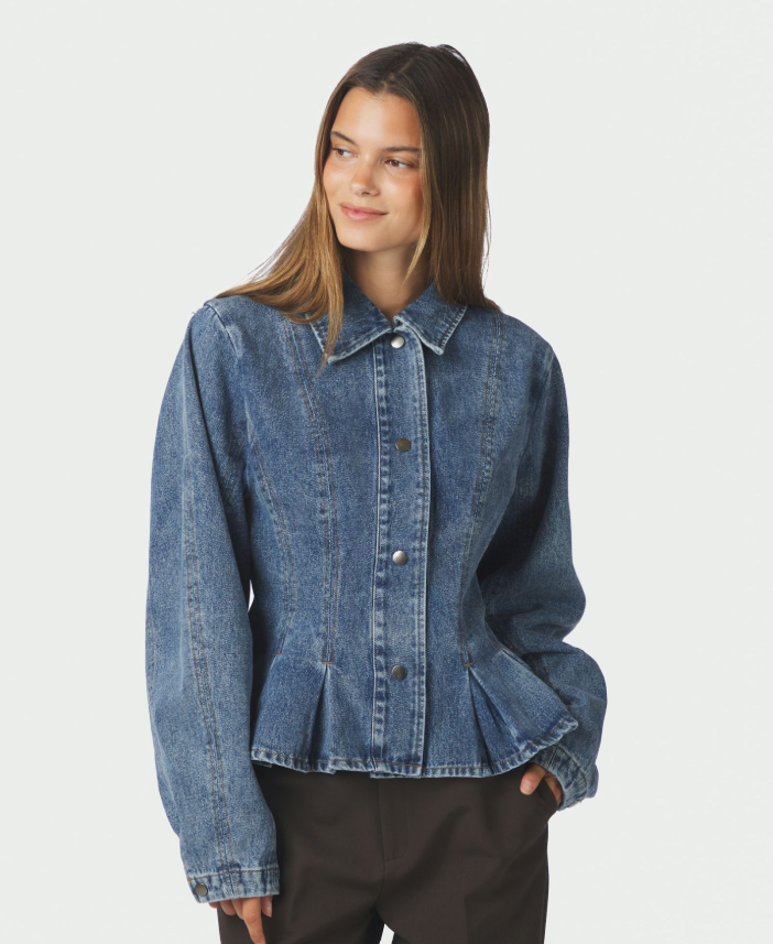 Rivora Denim Peplum Jacket Blue