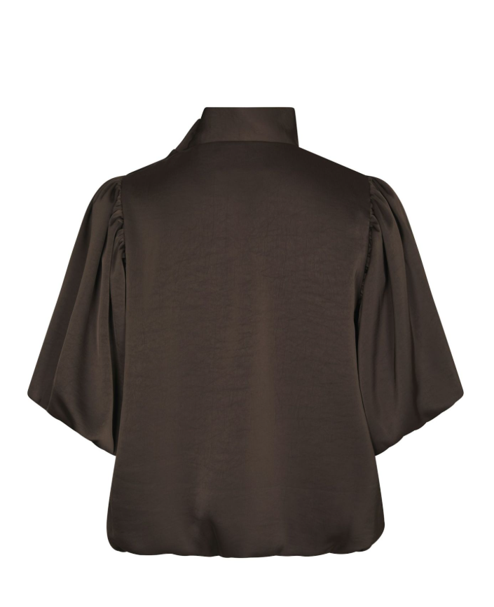 Parisa Heavy Sateen Blouse Dark Brown