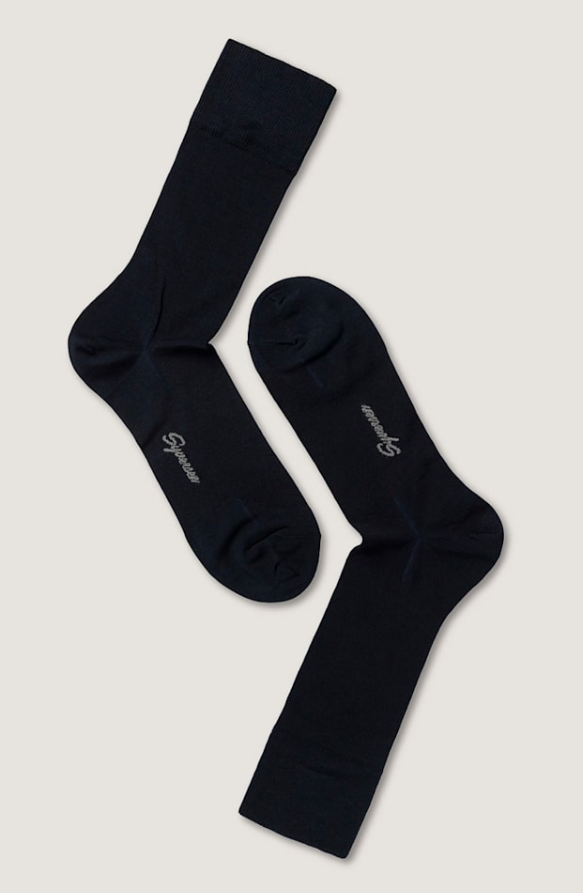 Mercerized Cotton Crew Sock Dark Blue