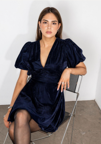 Blake Dress Velvet Blue Sapphire