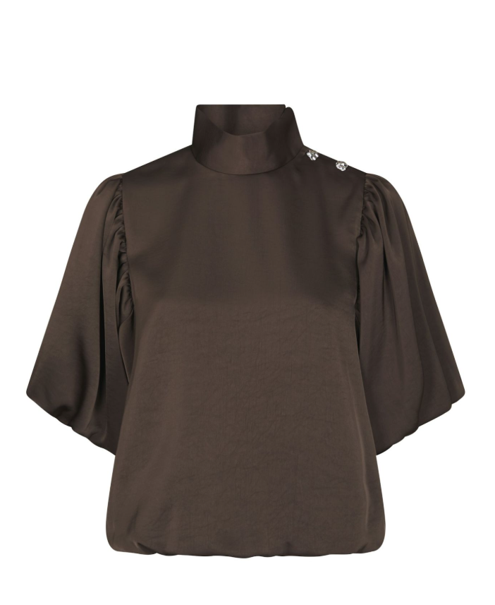 Parisa Heavy Sateen Blouse Dark Brown
