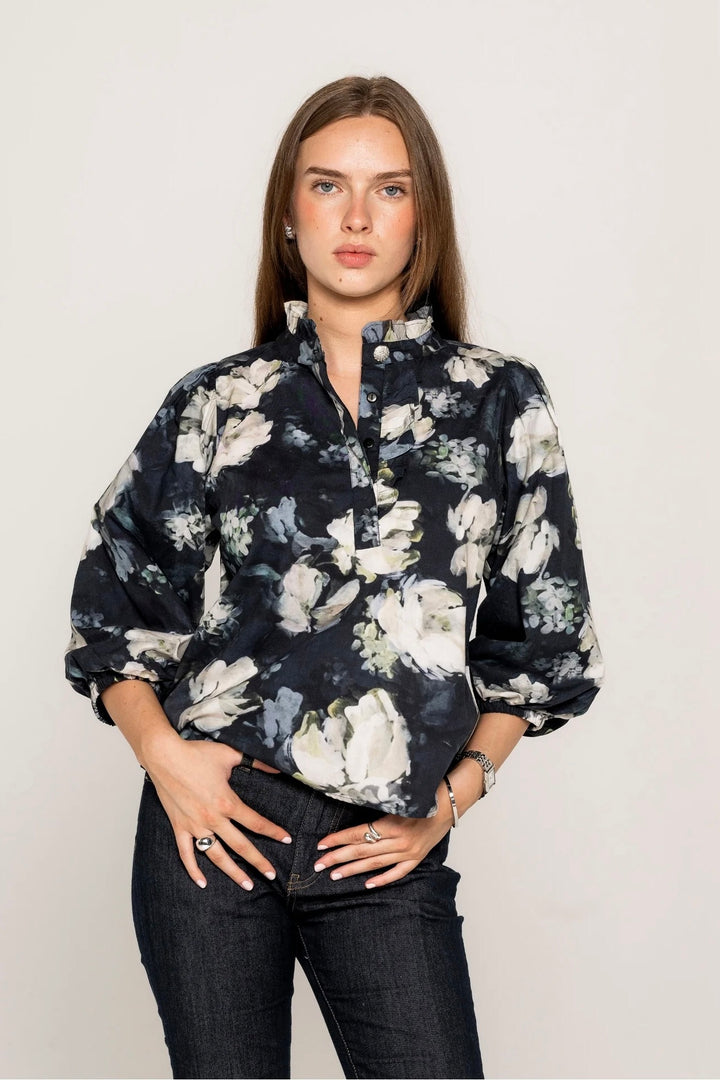 Ella Blouse Blue Garden