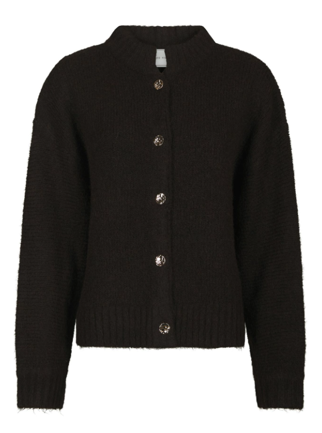 Taura Fluffy Knit Cardigan Dark Brown