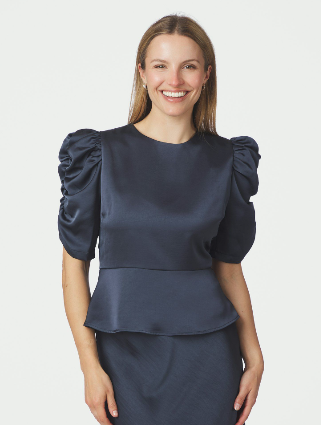 Benua Heavy Sateen Blouse Midnight Blue